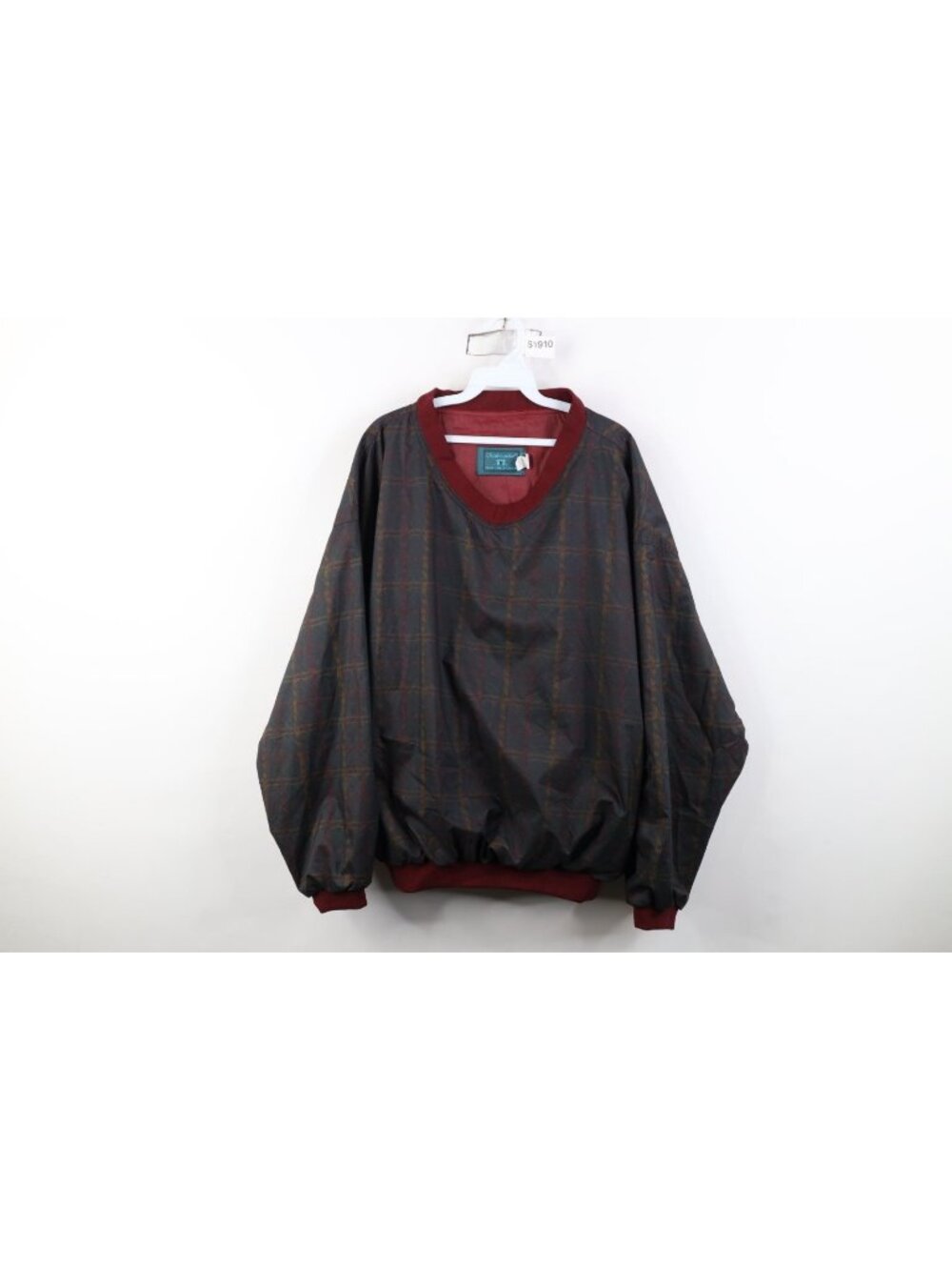 Vtg 90s Streetwear Mens Large Plaid Pullover Golf Windbreaker Rain Jacket USA